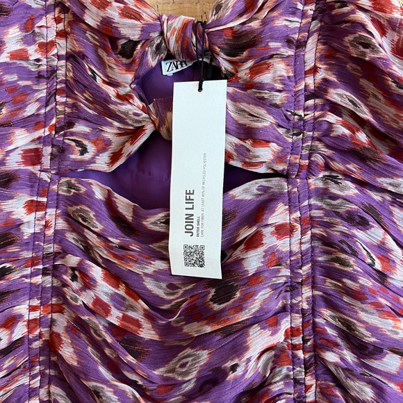 Zara Multicolor Purple Chiffon Ruched Cutout
Strappy Mini Dress - Picture 8 of 10